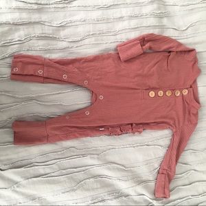 Posh Peanut dusty rose colored ruffle one piece